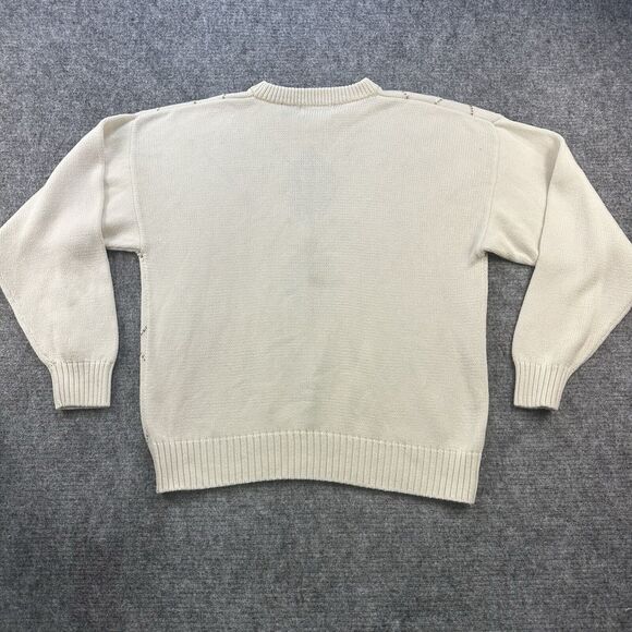 Vintage 90s Argyle Sweater Men Medium Cream Eddie Bauer - Picture 5 of 11